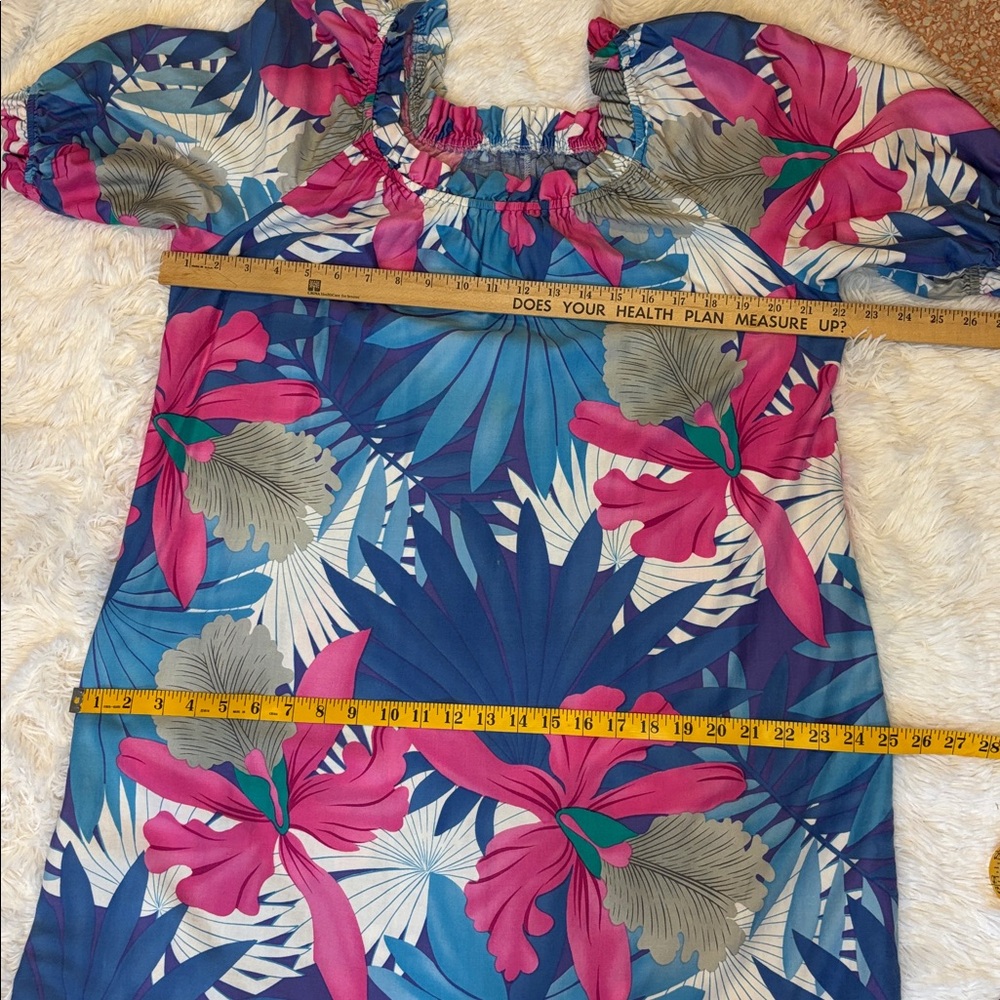 Hilo Hattie Blue Floral Cotton Muumuu Maxi Dress Made in Hawaii Womens Large 688 - Picture 6 of 9